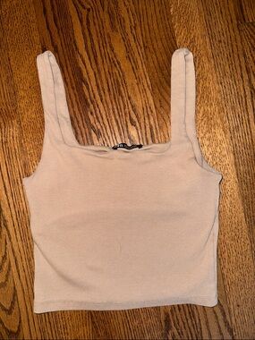 Zara Square Neck Ribbed Crop Tank Top- Size M
